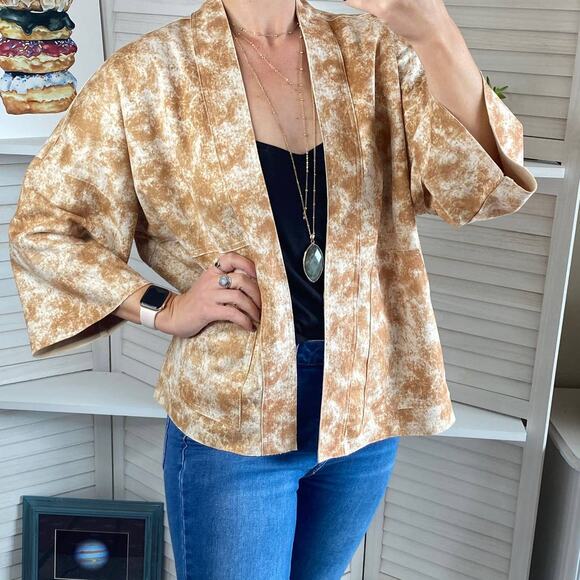 Solitaire brown faux suede open jacket - Picture 2 of 8